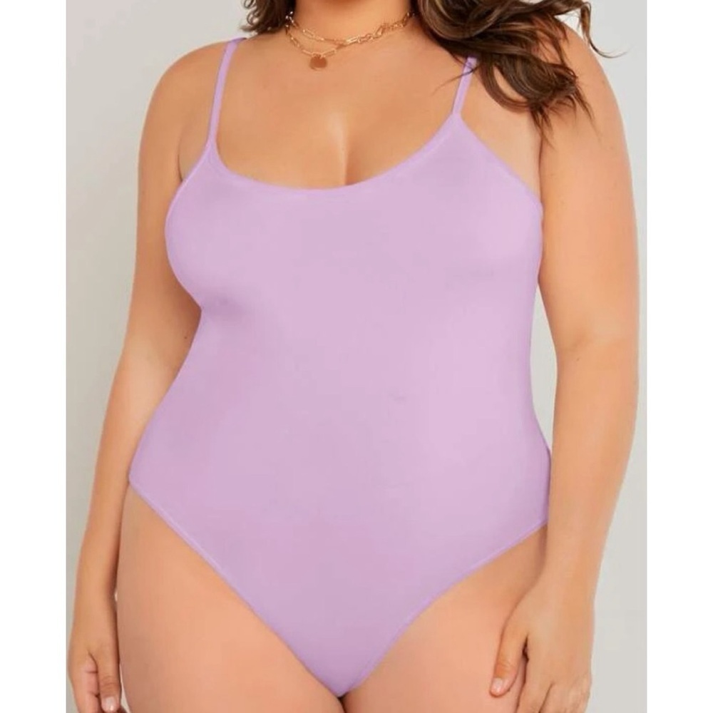 Purple spaghetti strap basic tank top bodysuit